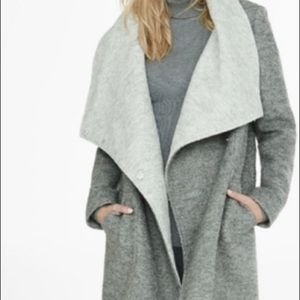 Express gray drape collar blanket coat